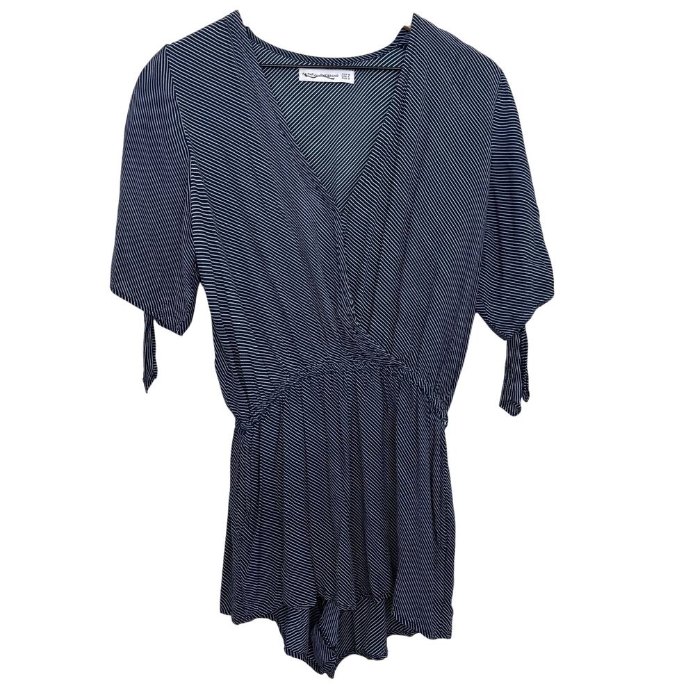 Faithfull the Brand Cusco Playsuit Marbella Stripe Dusk Navy Blue Romper Size 6